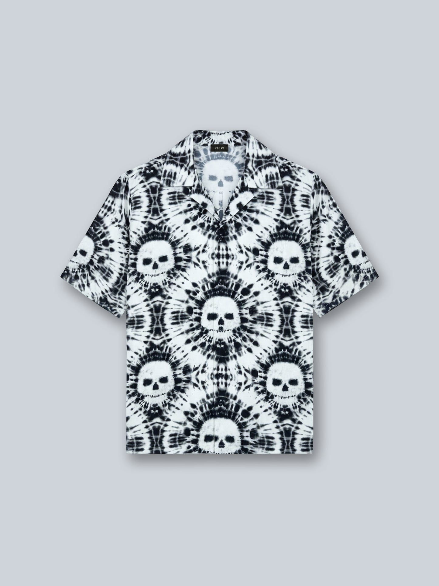 TIE DYE SKULL BOWLING SHIRT