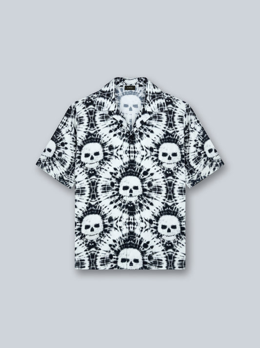 TIE DYE SKULL BOWLING SHIRT