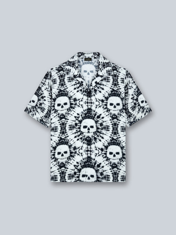 TIE DYE SKULL BOWLING SHIRT