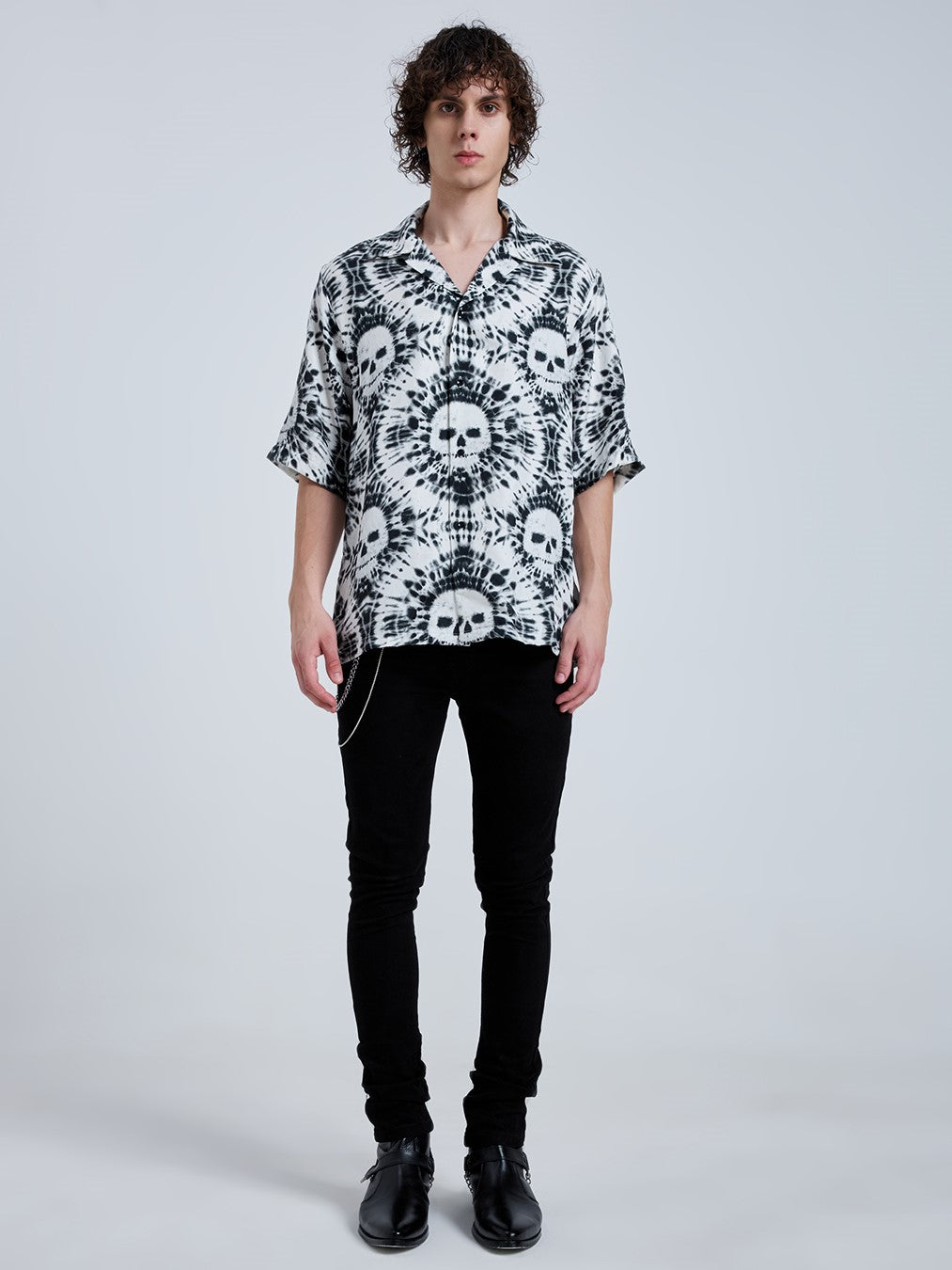 TIE DYE SKULL BOWLING SHIRT