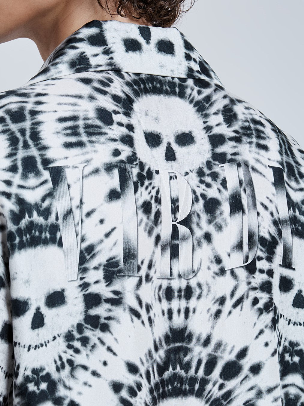 TIE DYE SKULL BOWLING SHIRT