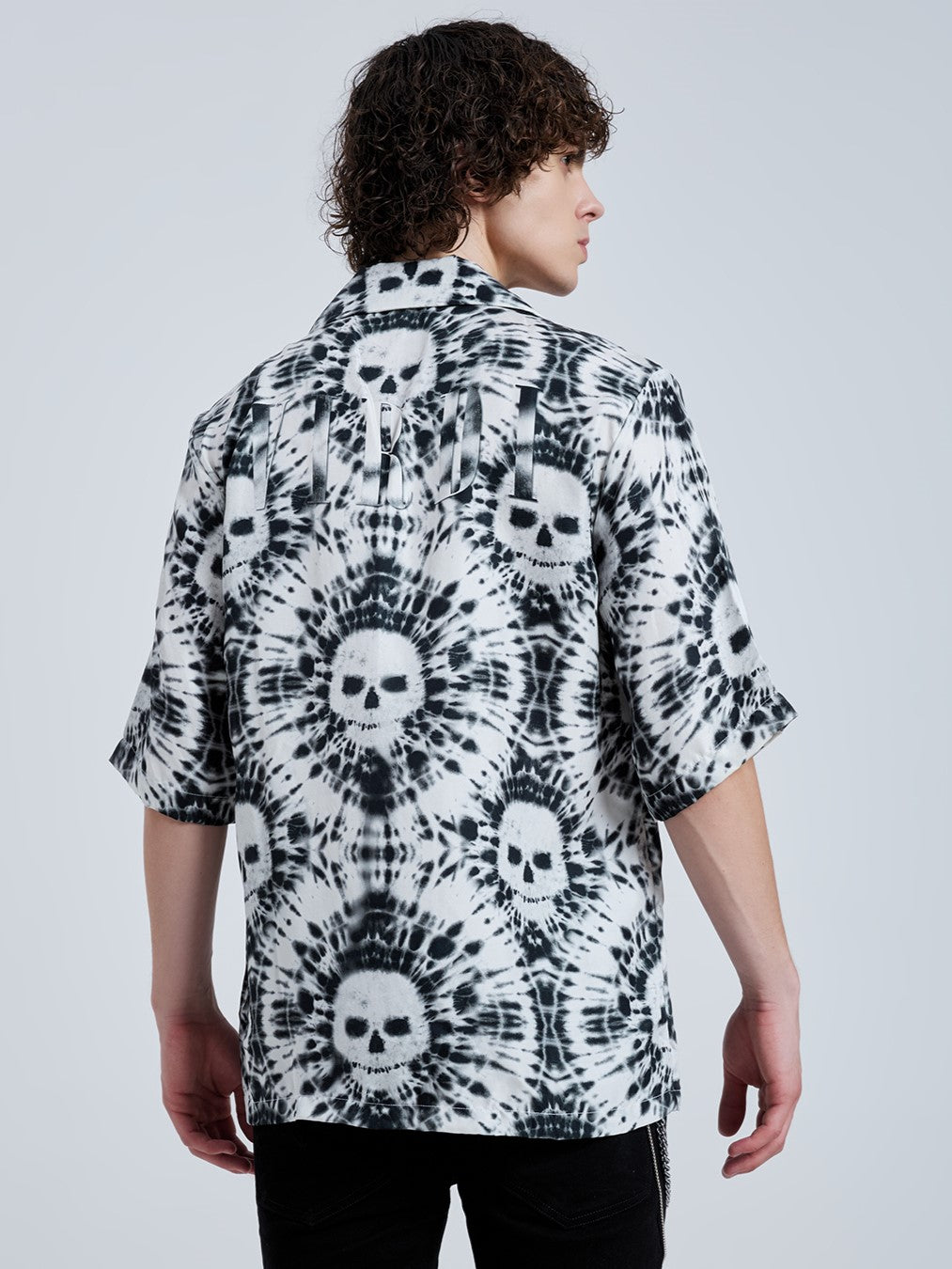 TIE DYE SKULL BOWLING SHIRT