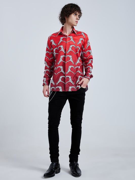 ALLOVER SKEL HEARTS SHIRT