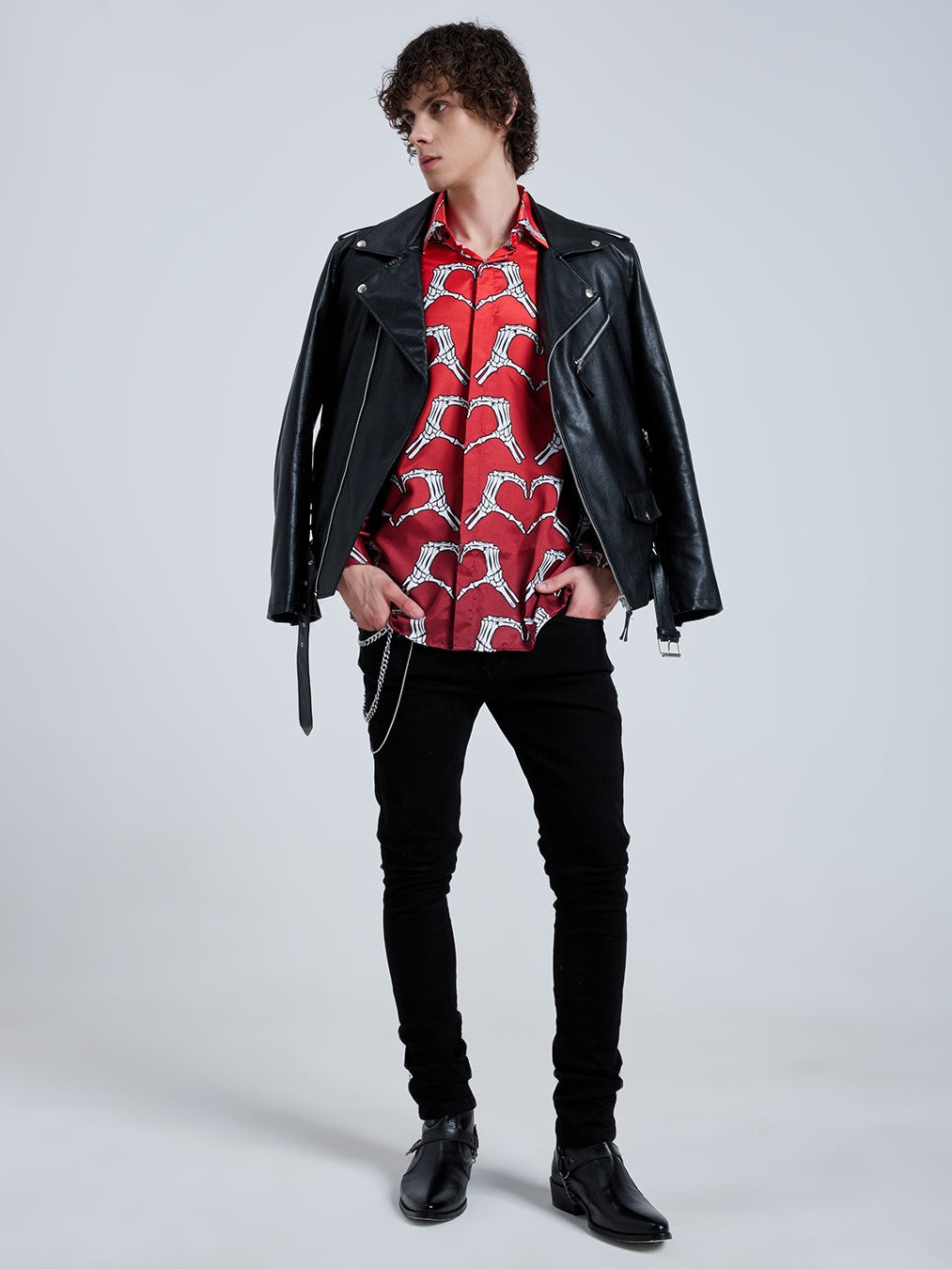 ALLOVER SKEL HEARTS SHIRT