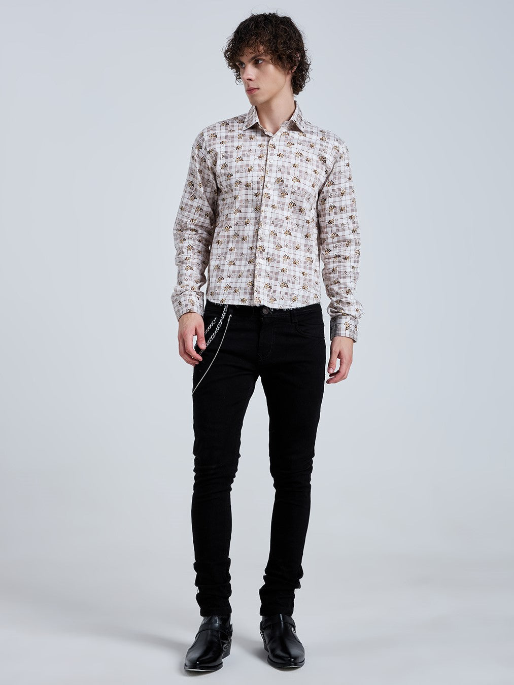CYSTAL PLAID CROPPED SHIRT